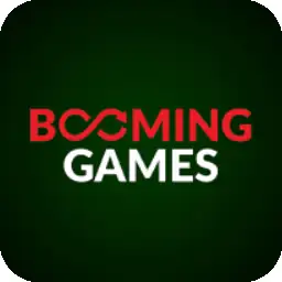 โลโก้ Booming Games พื้นเขียวเข้ม